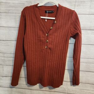 Merokeety Nwot Brown Vneck Pullover Sweater